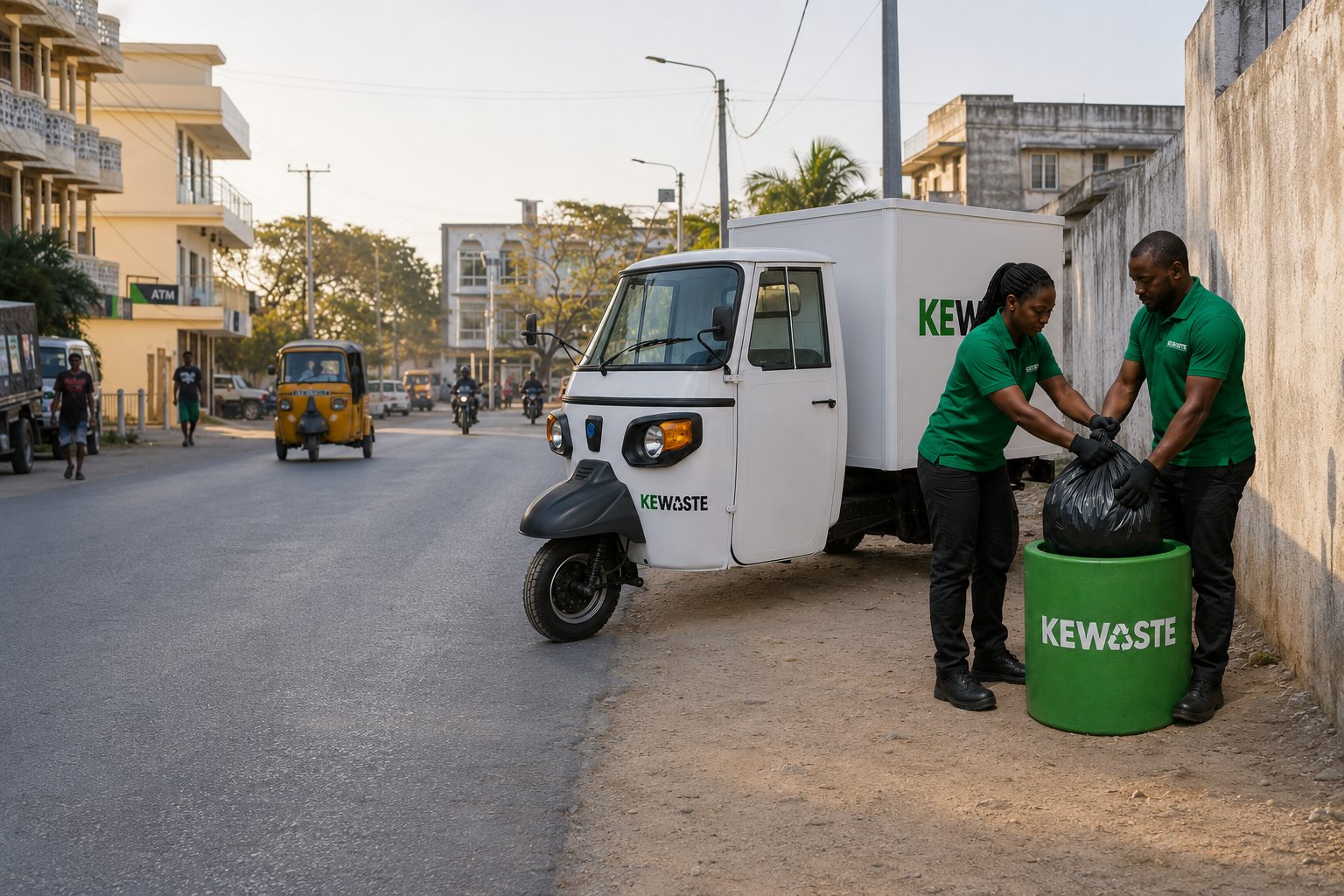 A KEWASTE tuc-tuc crew at work in Watamu